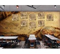 Papier Peint Carte Rétro, Affiche Personnalisée, Thème De Construction, Bar Musical, Magasin De Desserts, Thé De L'après-midi, Restaurant Occidental, Papier Peint Mural De Fond De Café,3D,250x175cm