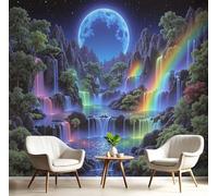 Papier Peint - Cascade Roche 3D Décoration Murale, Plantes La Jungle Papier Peint En Soie, Résistant Aux Déchirures, Convient Pour Salons, Chambres (Couleurs Mélangées 150X105 Cm)