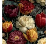 Papier Peint Chambre Adulte 3D Motifs Fleurs Rouge Jaune Feuilles Durable Résistant à l'Eau et Nettoyage Facile Idéal pour Salon Bureau ou Salle de Jeux Papier Peint Autocollant 60 cm x 500 cm