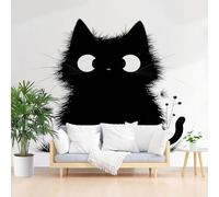 Papier Peint Chat Animal Mignon Papier Peint Panoramique Décoration Murale Pour Salon, Chambre, Tapisserie Murales Intissé, Chat Noir Wallpaper Mural 390x260cm(L x H)