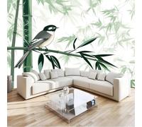 Papier Peint Chinois 3D Auto Adhesif Panoramique Mural Bambou Papier Peint en Soie Poster XXL Décoration Murale Salon Chambre 250x175 cm A-5331