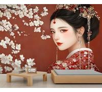 Papier peint chinois en fleurs de prunier classique - Papier peint mural à charme oriental - Poster personnalisé - Poster mural panoramique massif (non autocollant)