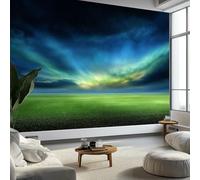 Papier Peint Ciel D'Un Terrain De Football Extérieur250 x 175 cm Décoration Papier Peint Moderne Bleu-Vert Murale facile à nettoyer, idéale pour chambre et salon, avec un design unique et moderne