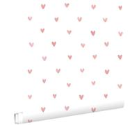papier peint coeurs blanc et rose terracotta 50 x 900 cm - ESTAhome