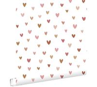 papier peint coeurs terracotta et rose 53 cm x 10.05 m - ESTAhome