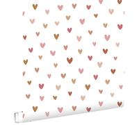 Papier peint coeurs terracotta et rose - ESTAHOME - Intissé - Chambre - 0,53 x 10,05 m