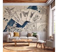 Papier Peint Coléoptères Papillons De Nuit Instruments Nautiques 350x256cm | Papier Peint Panoramique Histoire Naturelle Vintage Decoration Salon Chambre Décoration Soie Murale Poster Tableaux Muraux