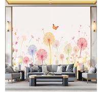 Papier Peint Coloré Panoramique 3D, murale imperméable, Peint Pissenlits Graines Papillons Papier Peint intissé pour Chambre Salon Personnalisé Décoration Murale 200 x 140 cm