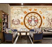Papier Peint Constellation De Mode Rétro Peint À La Main Sur Le Thème Des Gémeaux, Magasin De Boissons, Thé De L'après-midi, Fond De Restaurant Occidental, Papier Peint Mural De Café,3D,300x210cm