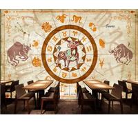 Papier Peint Constellation De Mode Rétro Peint À La Main Sur Le Thème Du Taureau, Magasin De Boissons, Thé De L'après-midi, Fond De Restaurant Occidental, Papier Peint Mural De Café,3D,150x105cm