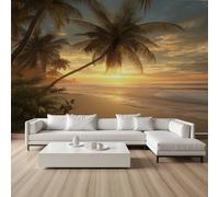 Papier Peint Coucher de Soleil Ondulé Sur La Plage Papier Peint Panoramique Fleurs Sauvages Printanières Style Ferme Poster Mural Auto-Adhésif Mural Film Meuble Décoration Murale Cuisine 100x70 cm