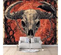 Papier Peint Crâne De Vache 300x256 cm Papier Peint Panoramique Effet 3D, Peinture Murale intissé Grande Les Chaînes De La Terreur, pour Moderne Salon Chambre TV Fond