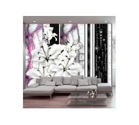 Papier peint Crying lilies on purple marble-Taille L 150 x H 105 cm Imprimé