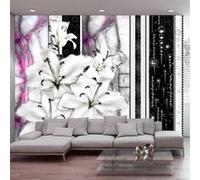 Papier peint Crying lilies on purple marble-Taille L 150 x H 105 cm Imprimé