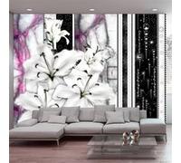 Papier peint Crying lilies on purple marble-Taille L 300 x H 210 cm Imprimé