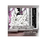 Papier peint Crying lilies on purple marble-Taille L 400 x H 280 cm Imprimé