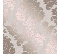 Papier Peint Damas Paillette Métallique Mat Feuille Argent Doré Rose & Plus