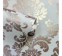 Quartz Damas Papier Peint Doré Rose - Fine Decor FD42204 Paillette Métallique