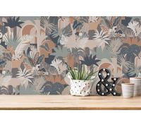 Papier Peint Dans Des Couleurs Discrètes Avec Des Animaux - Coloré, Marron, Rose