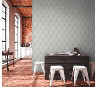 Papier Peint Dans Un Style Art Déco Moderne - Gris, Métallique, Blanc