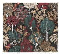 Livingwalls Papier peint Architects Paper Jungle Floral intissé 10,05x0,53m Noir/Vert/Rouge