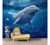 Papier Peint Dauphin, Papier Peint Panoramique Animaux Autocollant, Grand Poster Mural Décoration pour Salon, Chambre, 250x175cm - N61