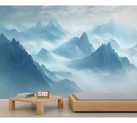 Papier peint de chaîne de montagnes, papier peint nuage, paysage naturel pour locataires, salon, chambre à coucher, couloir, arrière-plan TV - 300 x 210 cm