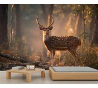 Papier peint de chasse Woodland Animal Cerf Papier peint Salon Forêt Murales Murales pour chambre à coucher Chambre d'enfant Salon Mural 200 x 140 cm