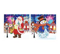 Papier Peint De Noël En Forme Spéciale, 2 Panneaux, Perceuse, Kit De Peinture Diamant, Mosaïque, Autocollant Mural En Strass Fait À La Main Pour Décoration De Maison