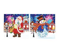 Papier Peint De Noël En Forme Spéciiale, 2 Panneaux, Perceuse, Kit De Peinture Diamant, Mosaïque, Autocollant Mural En Strass Fait À La Main Pour Décoration De Maison