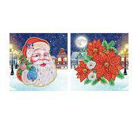 Papier Peint De Noël En Strass, 2 Pièces, Perceuse Spéciale, Kit De Peinture Diamant, Mosaïque Faite À La Main, Autocollants Muraux Pour Décoration De Maison