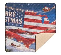 Papier peint de Noël sur le thème des États-Unis, tapis de jeu doux rembourré pour l'intérieur et l'extérieur, tapis d'activité portable pour bébés, nourrissons et tout-petits, 127 x 127 cm