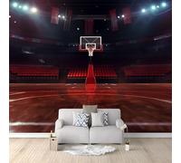 Papier Peint de Photo Terrain De Basket Rouge 350x256 cm Papier Peint Panoramique Papier Peint intissé Murale Pour Chambre De Fille, Garçon, Chambre De Bébé Salon Chambre Décor