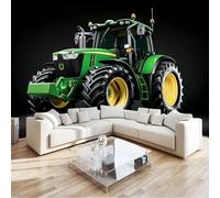 Papier Peint de Photo Tracteur Noir Style Ferme 250x175 cm Papier Peint Panoramique Papier Peint intissé Murale Pour Chambre De Fille, Garçon, Chambre De Bébé Salon Chambre Décor