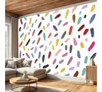 Papier Peint De Simples Petites Lignes 350×256 Cm Tissu En Soie Papier Peint Décoratif, Facile À Poser, Style Graffiti Mignon Pour Salon, Chambre, Bureau - Blanc