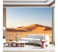 Papier peint de taille personnalisée - Motif dunes du désert doré - Paysage de lumière du soleil - Horizon minimaliste réaliste - Tissu mural auto-adhésif amovible pour la maison et le bureau