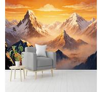 Papier peint de taille personnalisée, paysage de montagne enneigée, vue sur la chaîne de montagnes, paysage du lever du soleil, œuvre d'art de pointe, papier peint autocollant amovible à décoller et à