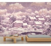 Papier Peint de Ville D'Hiver Fresques Murales D'Église pour Salon Maison de Campagne Chambre à Coucher Papier Peint Paysage Naturel Affiche Murale pour Salon Chambre à Coucher 250 X 175 cm