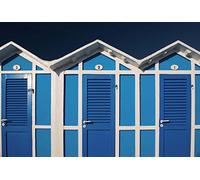 Papier Peint déco poster CABINES DE PLAGE 3 x 2,70 m | Déco et photo murale XXL Qualité HD Scenolia