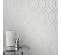 Papier peint - Décor - FD42304 - Géométrique - Argent et gris - Vinyle texturé