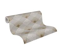 Papier Peint Design New Life A.S. Création Papier peint intissé 10.05 m x 0.53 m Gris Beige Blanc Fabriqué en Allemagne 376823 37682-3