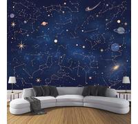 Papier Peint Dessin Animé Ciel Étoilé 350× 256cm Papier Peint Panoramique Effet 3D, XXL Peinture Murale Poster intissé Constellations Rayures, pour Chambre Salon TV Fond