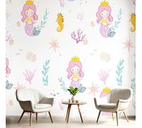 Papier Peint - Dessin Animé La Petite Sirène Décoration Murale, Simple Mignon Papier Peint En Soie, Résistant Aux Déchirures, Convient Pour Salons, Chambres Les Salles De Bains (Blanc 150X105 Cm)