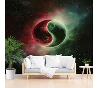 Papier Peint Diagramme Abstrait de Tai Chi Cosmique Papier Peint Panoramique Décoration Murale Pour Salon, Chambre, Murales Intissé, Couleurs Cosmiques Galactiques Wallpaper Mural 250x175cm