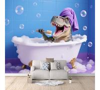 Papier Peint Dinosaure 500x280 cm Papier Peint Panoramique Effet 3D, Peinture Murale intissé Grande Drôle, pour Moderne Salon Chambre TV Fond