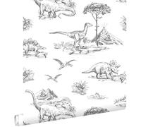 papier peint dinosaures noir et blanc 53 cm x 10.05 m - ESTAhome
