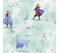Papier Peint Disney 53Cm X 10M Bleu Violet Chambre Fille Menthe Frozen Anna Elsa