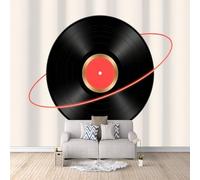 Papier Peint Disques Vinyles 150x105 cm Papier Peint Panoramique Effet 3D, Peinture Murale intissé Grande Musique, pour Moderne Salon Chambre TV Fond