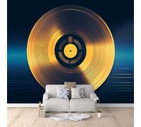Papier Peint Disques Vinyles 300x256 cm Papier Peint Panoramique Effet 3D, Peinture Murale intissé Grande, pour Moderne Salon Chambre TV Fond