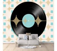Papier Peint Disques Vinyles 300x256 cm Papier Peint Panoramique Effet 3D, Peinture Murale intissé Grande Musique, pour Moderne Salon Chambre TV Fond